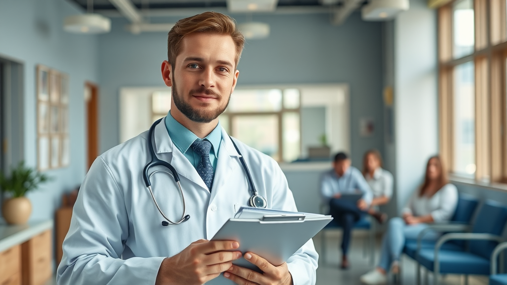 professional male doctor at health clinic Manitoba discussing men